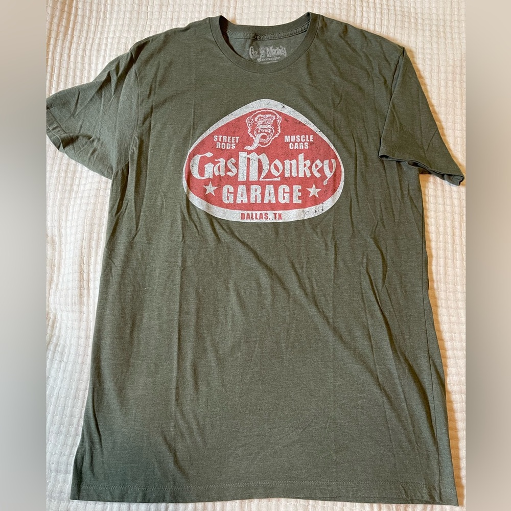 Gas Monkey Garage Men’s Short Sleeve T-Shirt — Olive Green